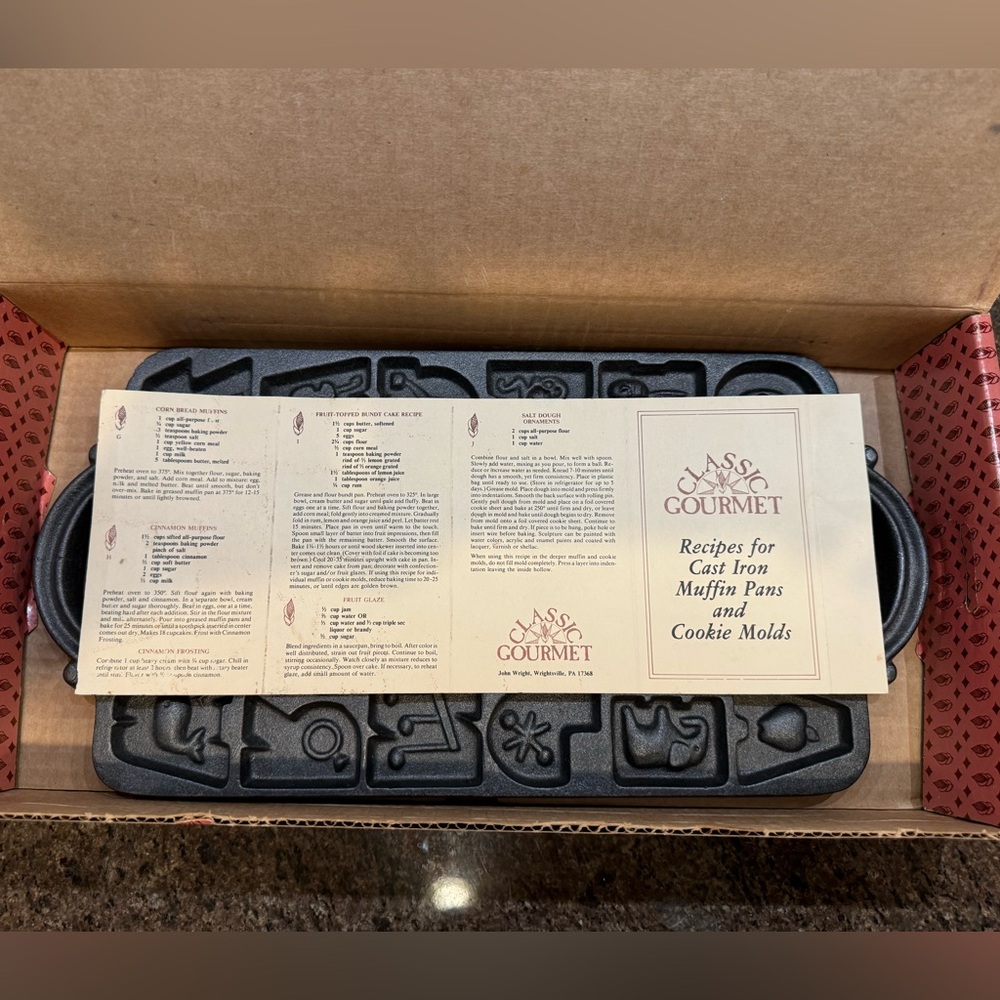 John Wright Cast Iron Alphabet Cookie Mold 1985 With Original Box. Vintage - Picture 7 of 10